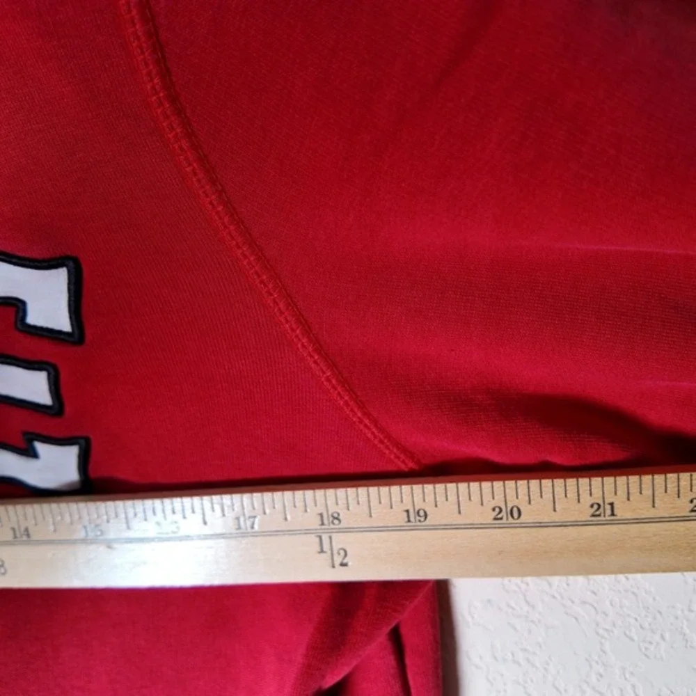 Vintage Nike Hoodie‎ Y2K Red White Embroidered Big Logo Spellout Size 2XL